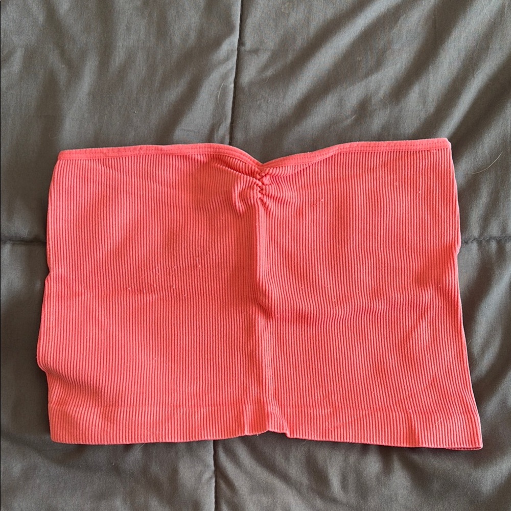 Coral Ribbed Tube Top